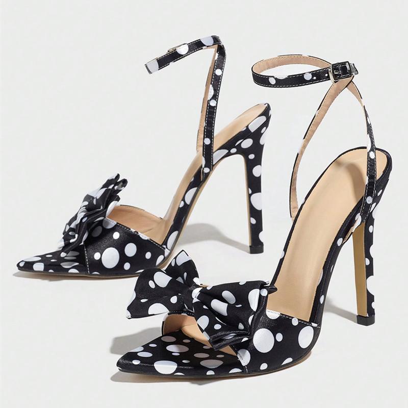 Fashion Liyke Summer Fashion Polka Dot Butterfly Knot High Heels Gladiator Sandals Women Peep Toe Buckle Strap Party Prom Ladies Shoes