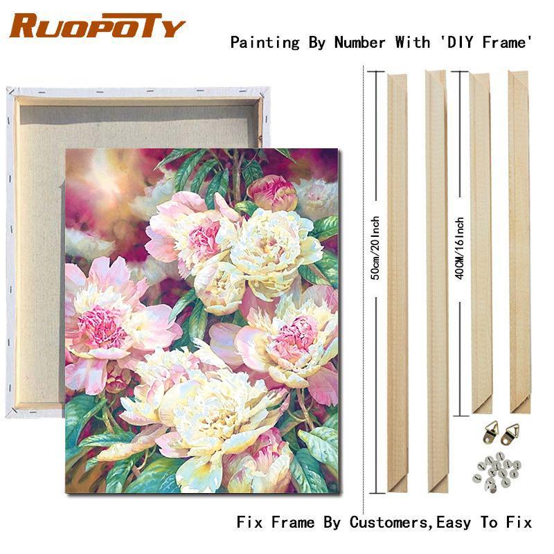 RUOPOTY Painting By Numbers Vase Hand Painted Pictures By Number Flower On Canvas Home Decoration DIY Gift Wall Art