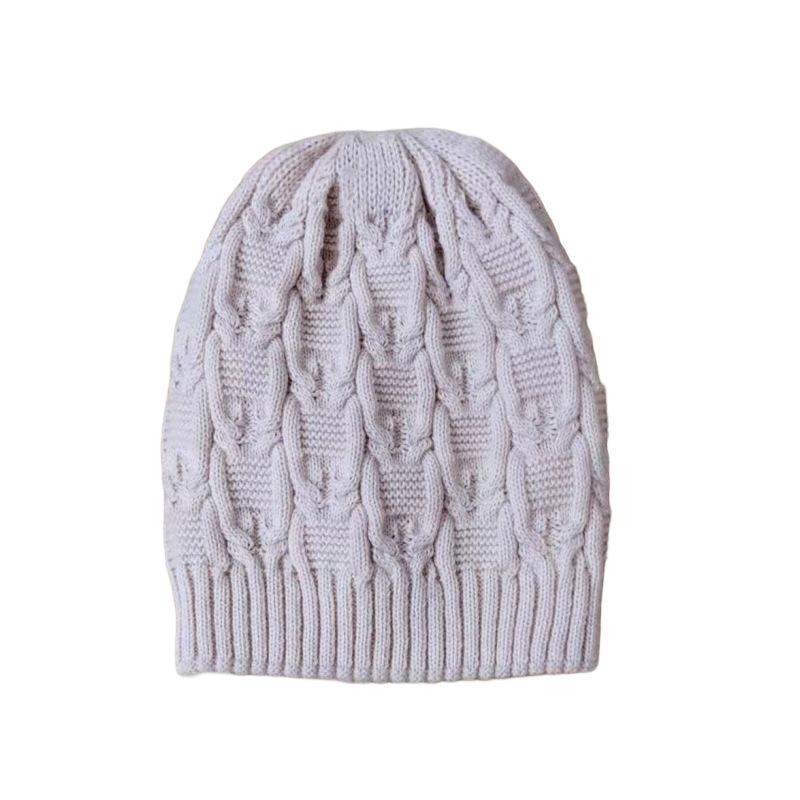 Autumn and Winter, Warm Ear Protection Hat, Knitted Wool Hat, Cold Hat Cover, Versatile, Stacked Hat, Women, Simple Solid Color Design