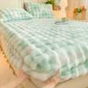 Winter Bed Sheets for Winter Rabbit Fleece Solid Color Fitted Bed Sheet Fluffy Plush Bed Cover Warm Mattress Protector Bed