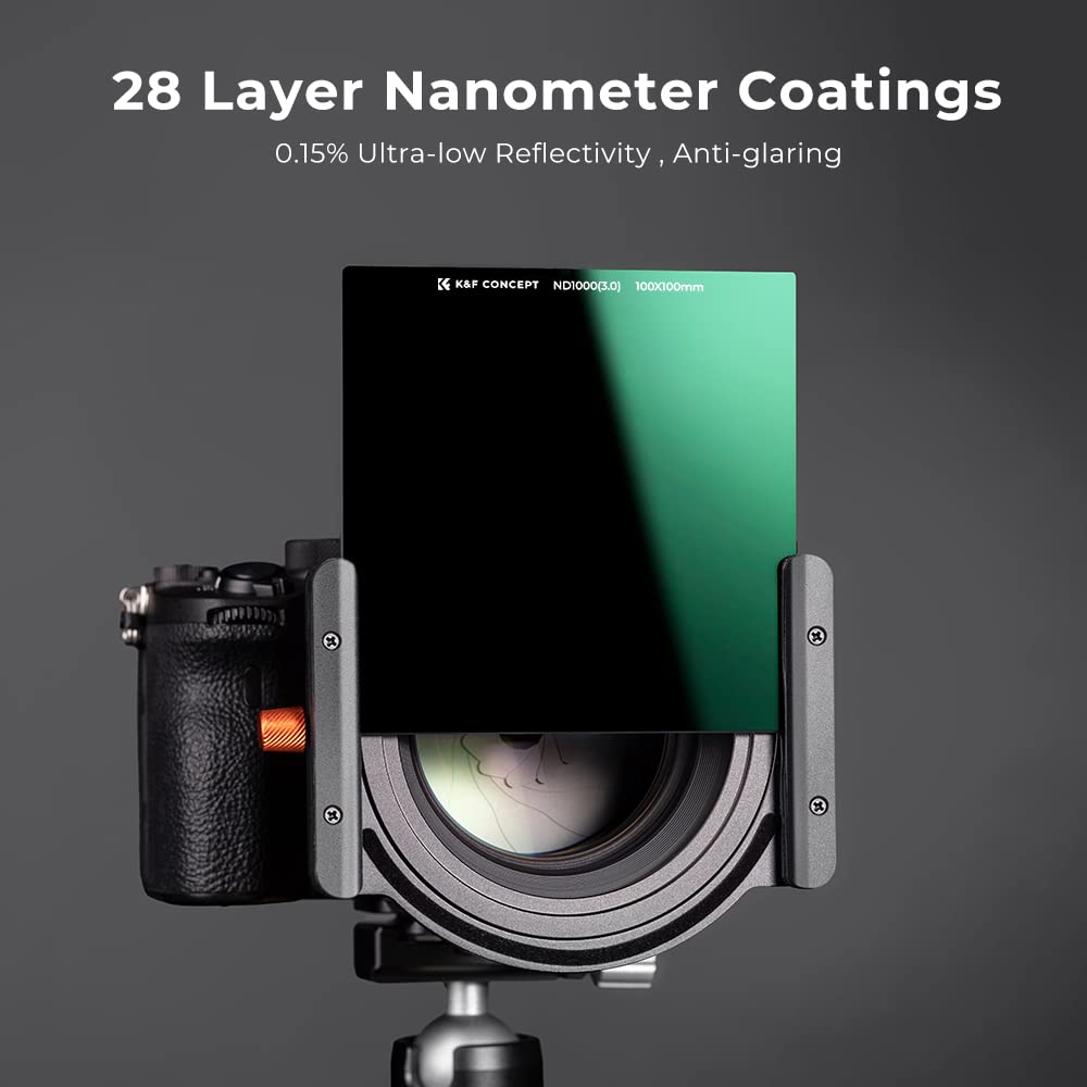 Concept ND1000 Filter Square Filter ND Filter Light Attenuation Optical Glass 28 Layer Nano Coating Water Repellent Stain Resistant Scratch Resistant