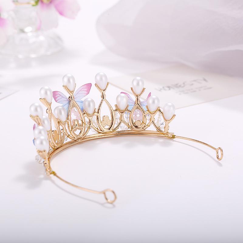 Children's Gold Princess Crown Headdress for Birthday and Fashion Shows