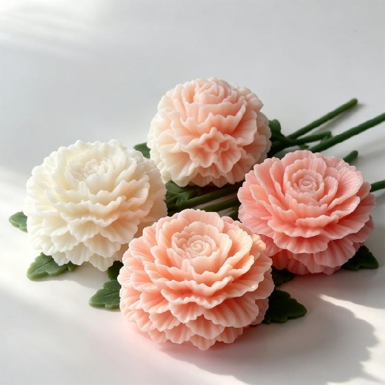 Flower Candle Making Making Tool Layered Peony Silicone Casting Tool for Candle Soap Gypsum Decoration and Handmade Craft