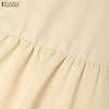 ZANZEA Women Casual Turn Down Collar Loose Short Sleeve Long Dress