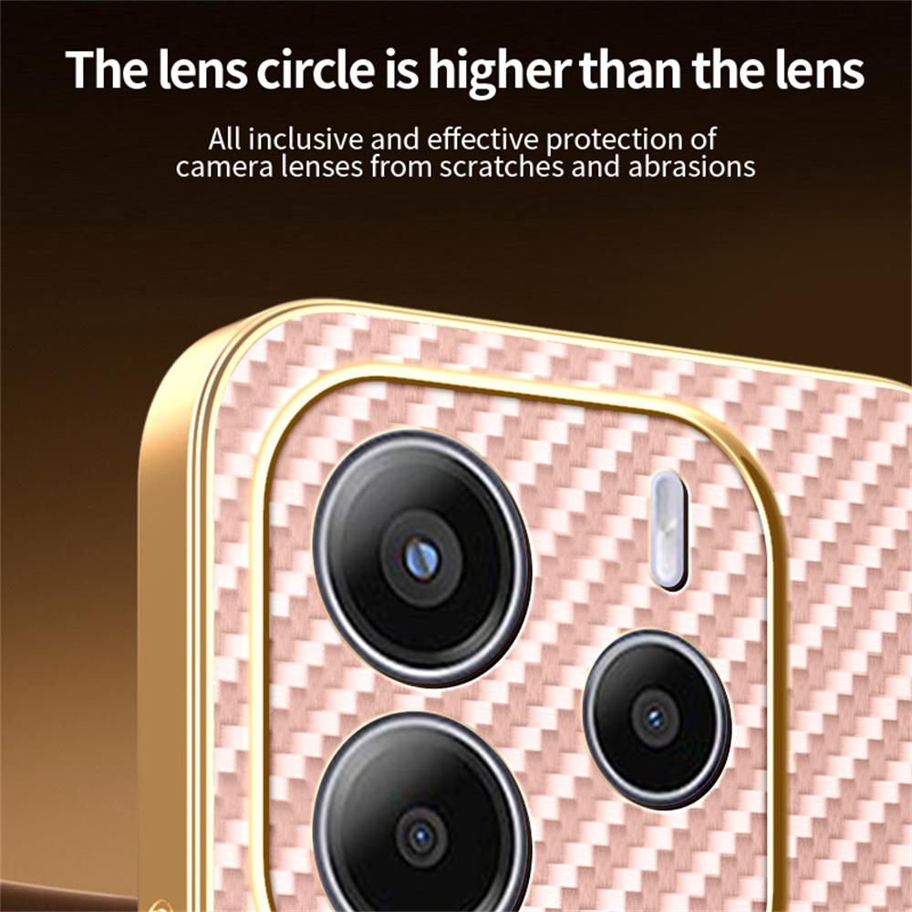 For Xiaomi Redmi Note 14 4G (163.25mm) Phone Case Carbon Fiber Textured Electroplated TPU Back Cover