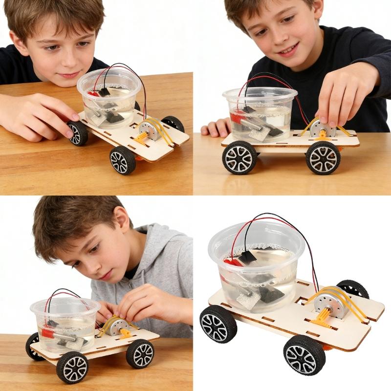 Friendly Saltwater Energy Toy Car Wooden Salt Water Power Vehicle Model Set For Students Science Education Projects