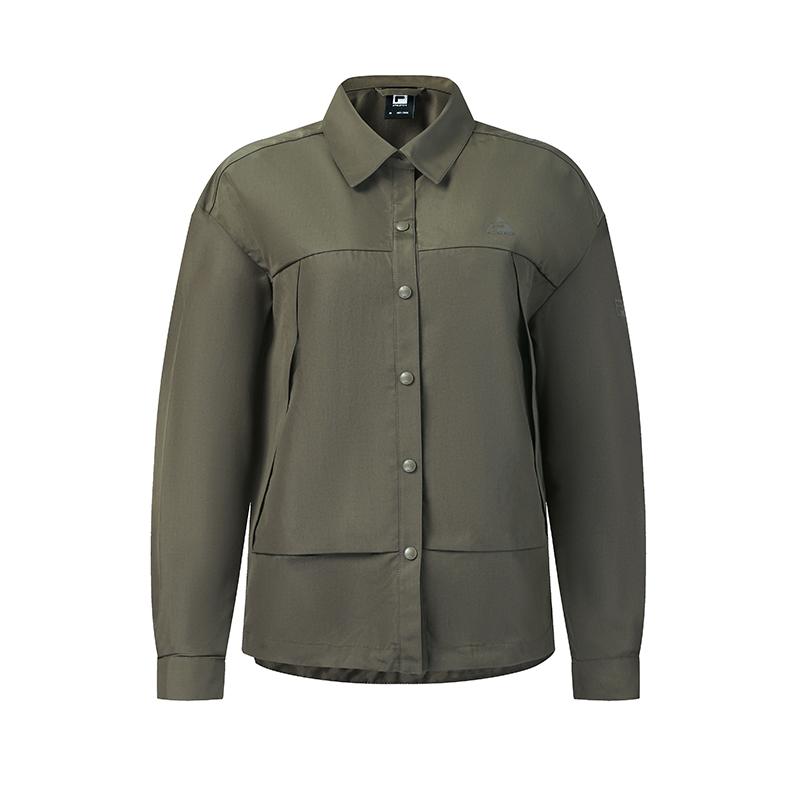 Fila Explore Trendy Minimalist Classic Retro Sports Casual Outdoor Versatile Loose Woven Long Sleeve Shirt Women Shirts Asphalt A11W617401FDG
