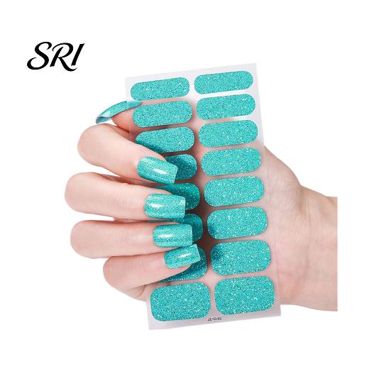 DIY Nail Strip Glitter Polish Strips with File Easy Apply Remove Self Adhesive Women Stickers Full Sticker Home Manicure Art Decoration Wrap Decals