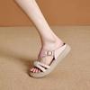 Mode Zachte Explosieve Slippers 2025 Bovenkleding Stappen op Shit Gevoel Platte Zool Strass Comfortabel Zachte Zool Dames Sandalen