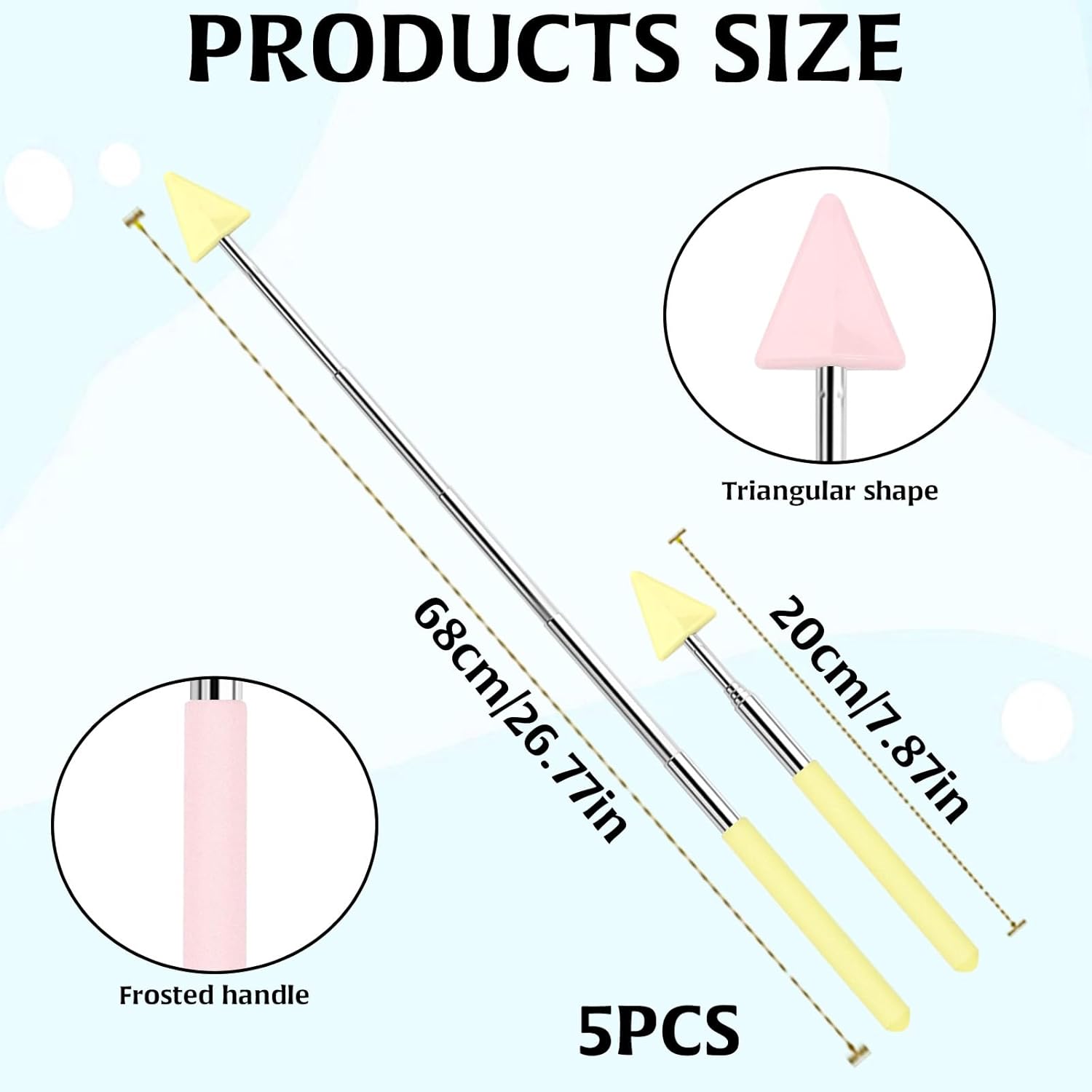 5Pcs Teacher Pointer Stick, Telescopic Adjustment School Supplies Pointer Stick for Classroom Triangle Pointers for Classroom, Suitable for School