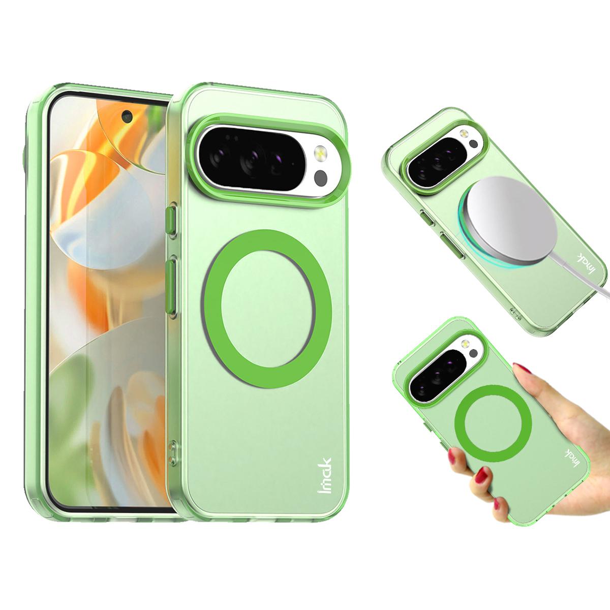 

IMAK For Google Pixel 10/10 Pro Case Compatible with MagSafe Candy Color Anti Drop TPU+PET Back Cover Green