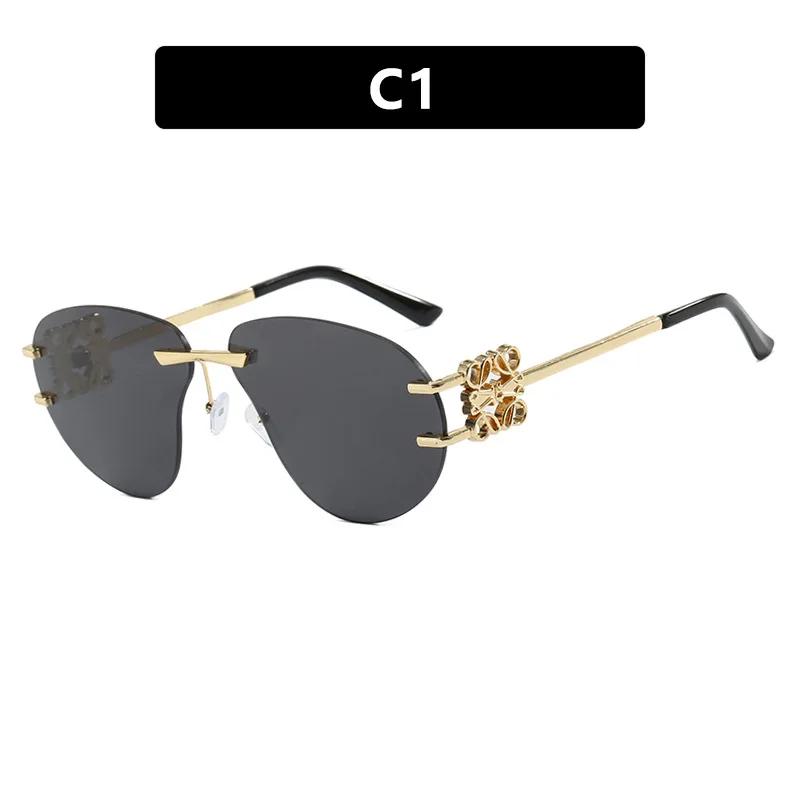 Special-shaped Oversized Rimless Sunglasses Women Brand Designer Shades Eyewear Pilot Sun Glasses Female UV400