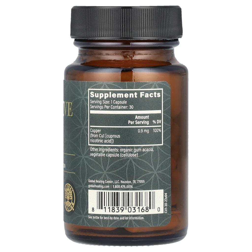 Bio-Active Copper, 30 Capsules (0.9 Mg Per Capsule)