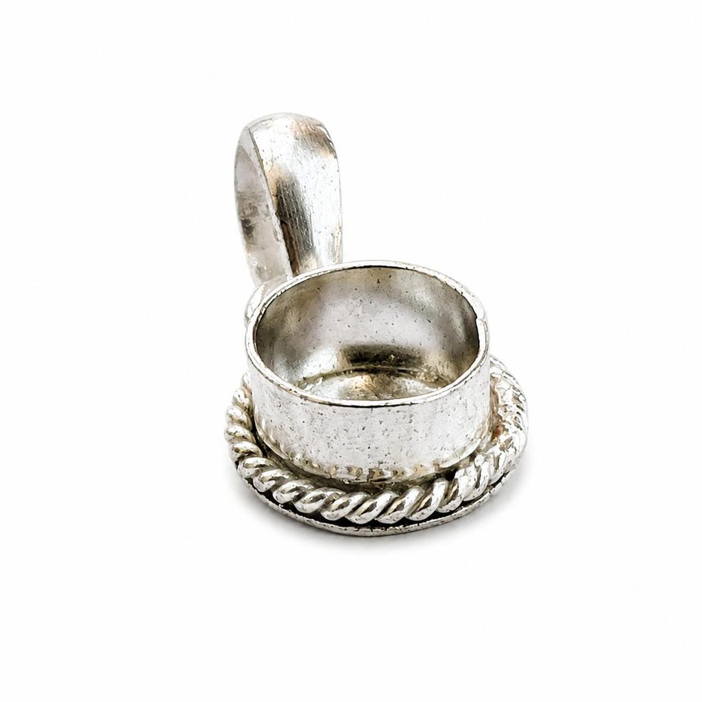 Handmade 925 Sterling Silver Pendant Bezel Setting, Round Pendant Blank Mounting, Jewelry Making Supply