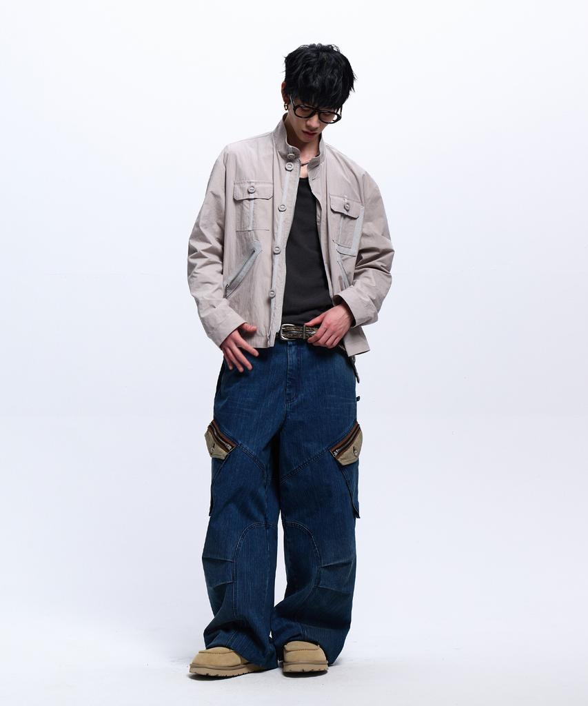 Rssc Denim Mixed Cotton Field Jacket - Gray