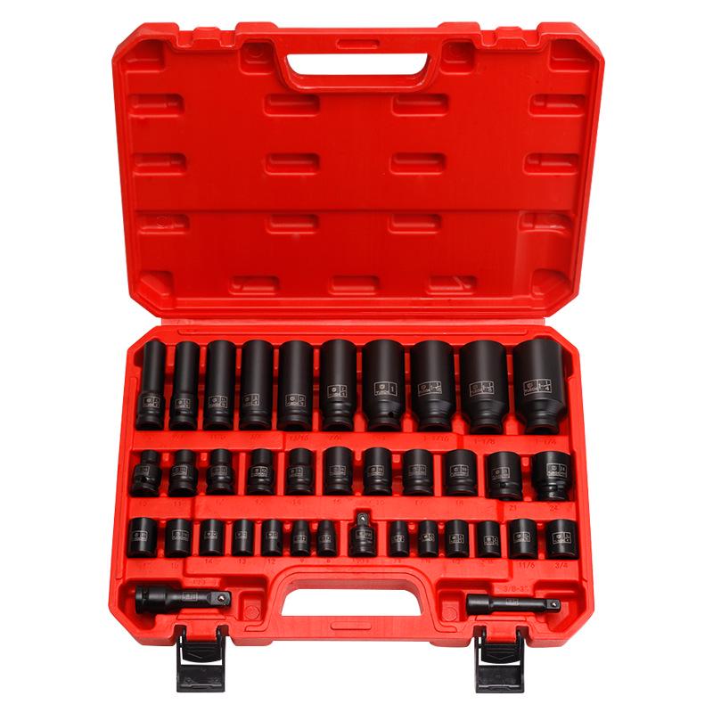 37-Piece Imperial & Metric Hex Socket Set for Air & Electric Wrenches