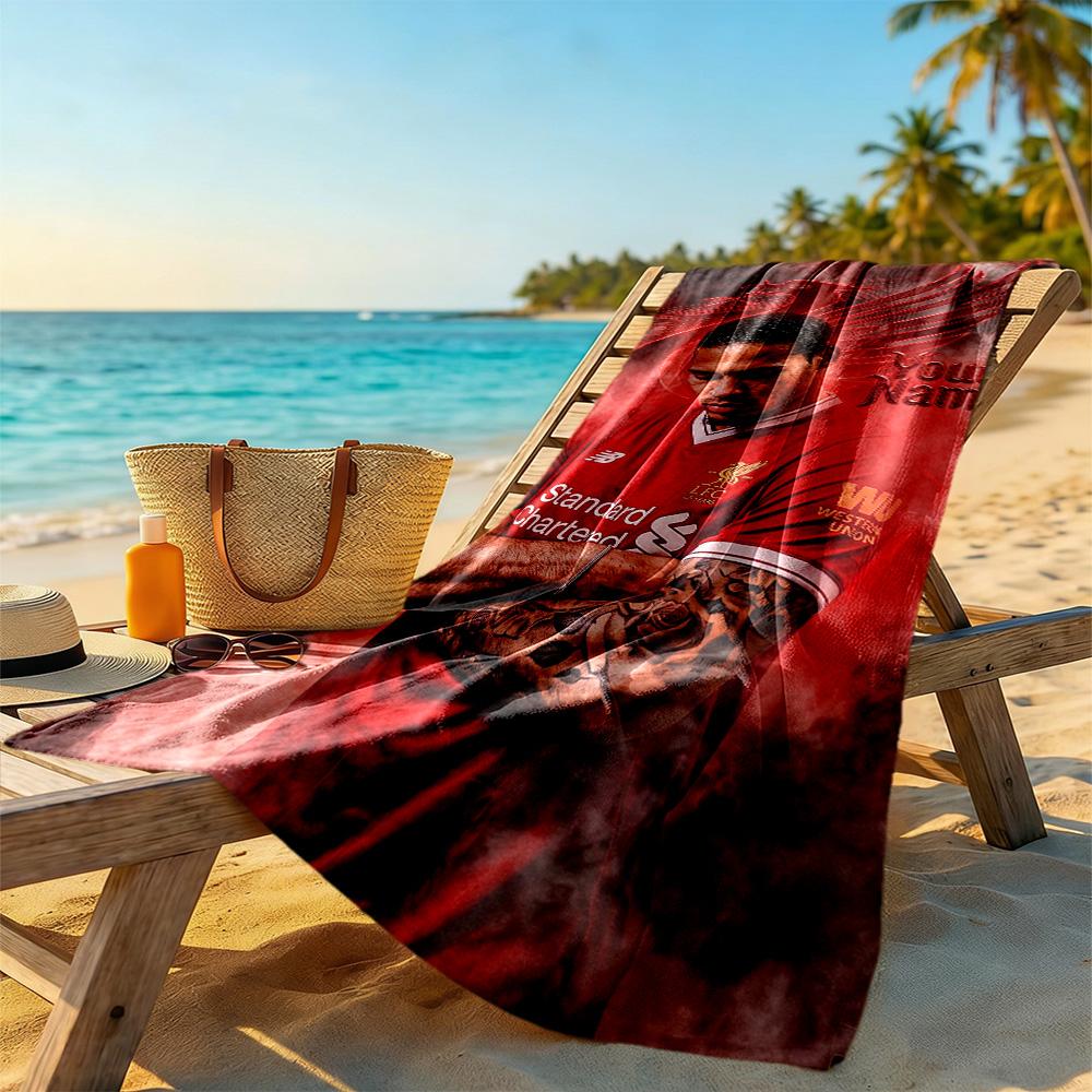 Liverpool FC Personalisierbares Name Strandtuch Super Weich Saugfähig Ideal Für Reisen Outdoor Schwimmbad Yoga Surfen Camping Wandern Fitnessstudio Geschenk Urlaub