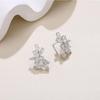 S925 Sterling Silver Leaf Moissanite Stud Earrings – Classic Light Luxury Internet Celebrity Style