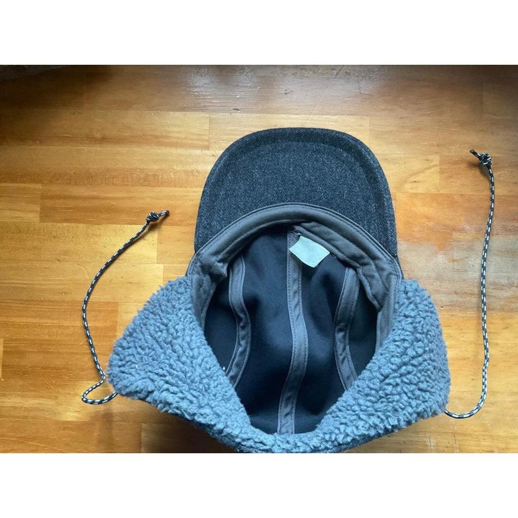 Used Patagonia fleece lined ear flap cap gray size M