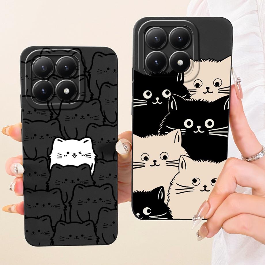 Phone Case For Xiaomi 15T Pro New Fashion Black Cat Cartoon Dragon Animals Pattern Bumper For Xiaomi Mi 15T Liquid Silicone Capa