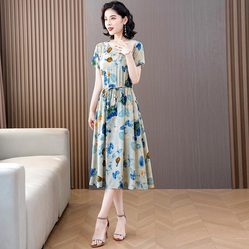 Summer Elegant Dresses Ladies Slim Short Sleeve Casual Summer Women's Dresses Korean Style Vintage Clothes