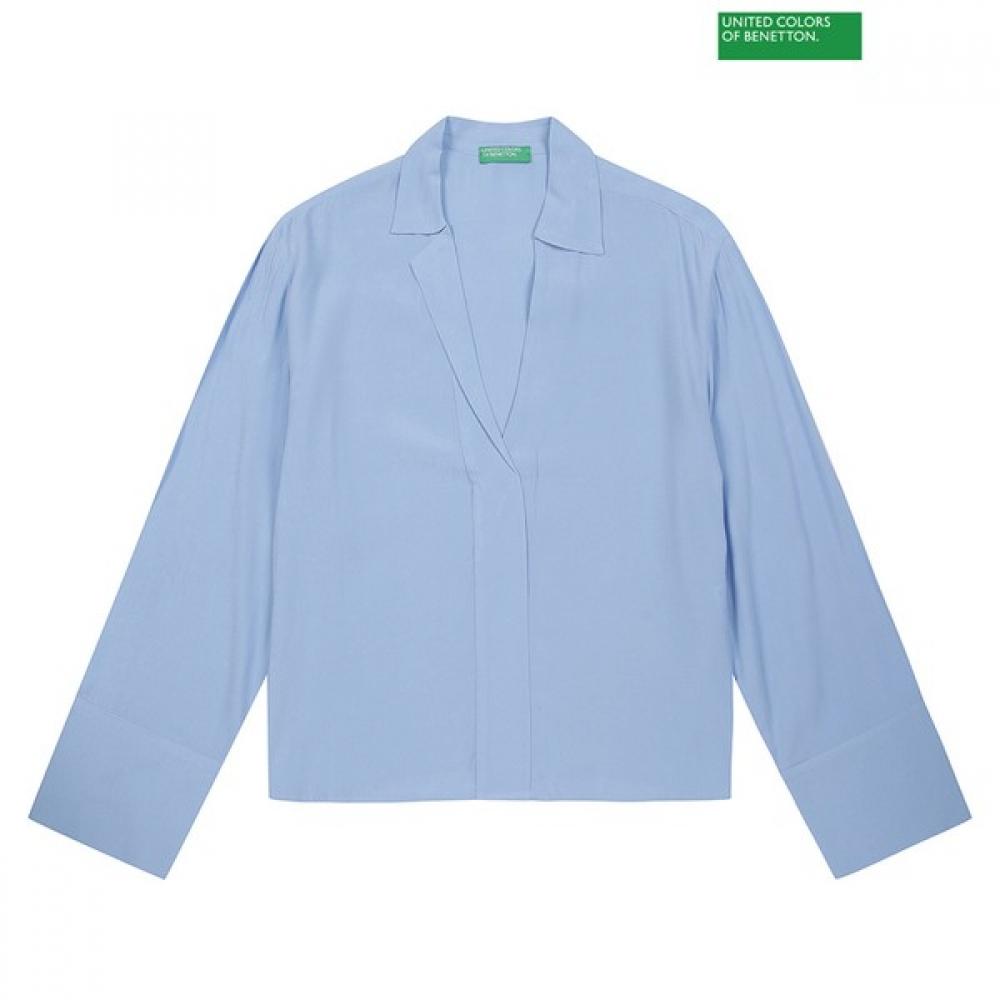 Benetton Unbalanced V Neck Blouse 3s 53a0dq02k