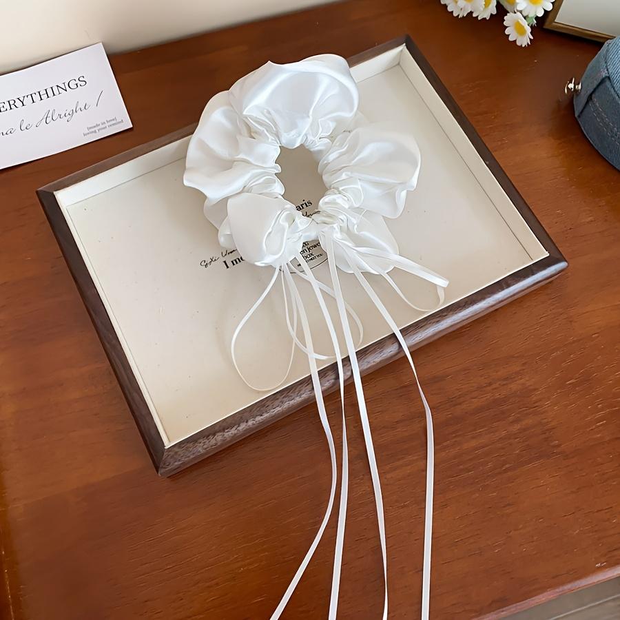 1Pc French Ballet Style Satin Bow Ribbon Hair Ring for Women to Tie Ponytail Hair Rope Temperament Hair Rope Hair Accessories