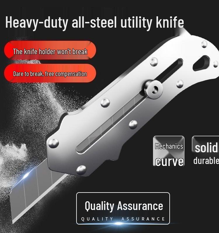 Heavy-Duty All-Steel Stainless Utility Knife - Industrial-Grade Wallpaper & Paper Cutter
