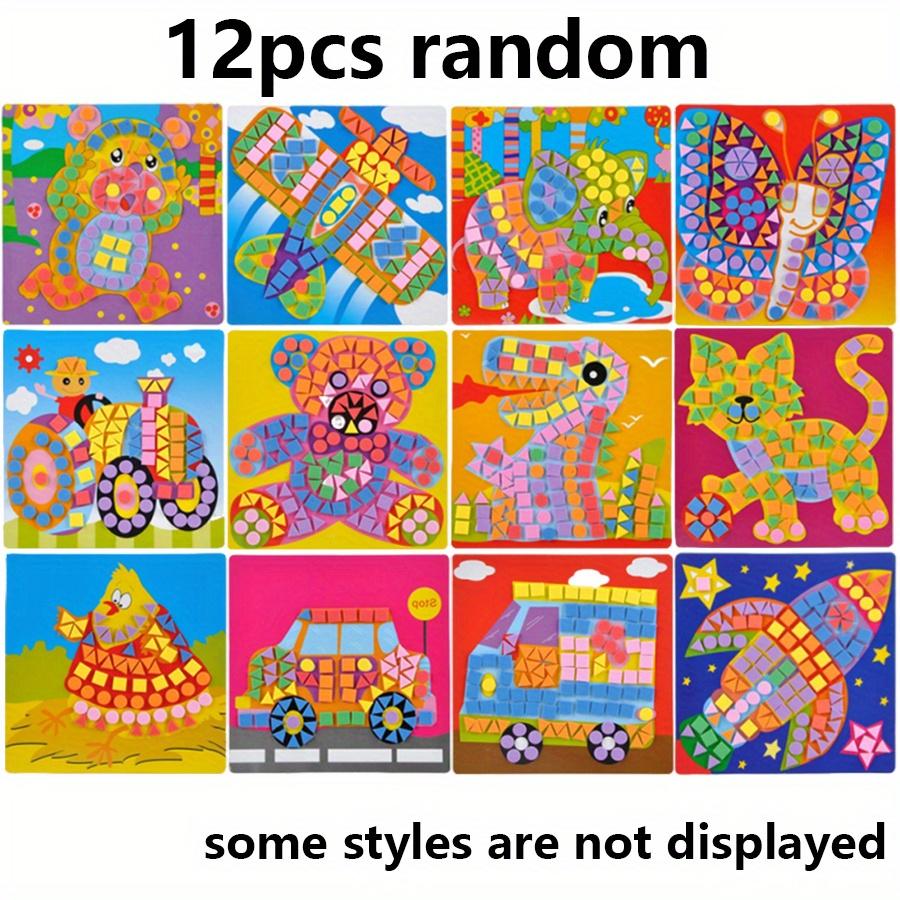 6/12pcs DIY Mosaic Painting Kit Vibrant 3D EVA Foam Stickers Craft Cartoon Animals Vehicles Create Wall Art Home Decor JXB