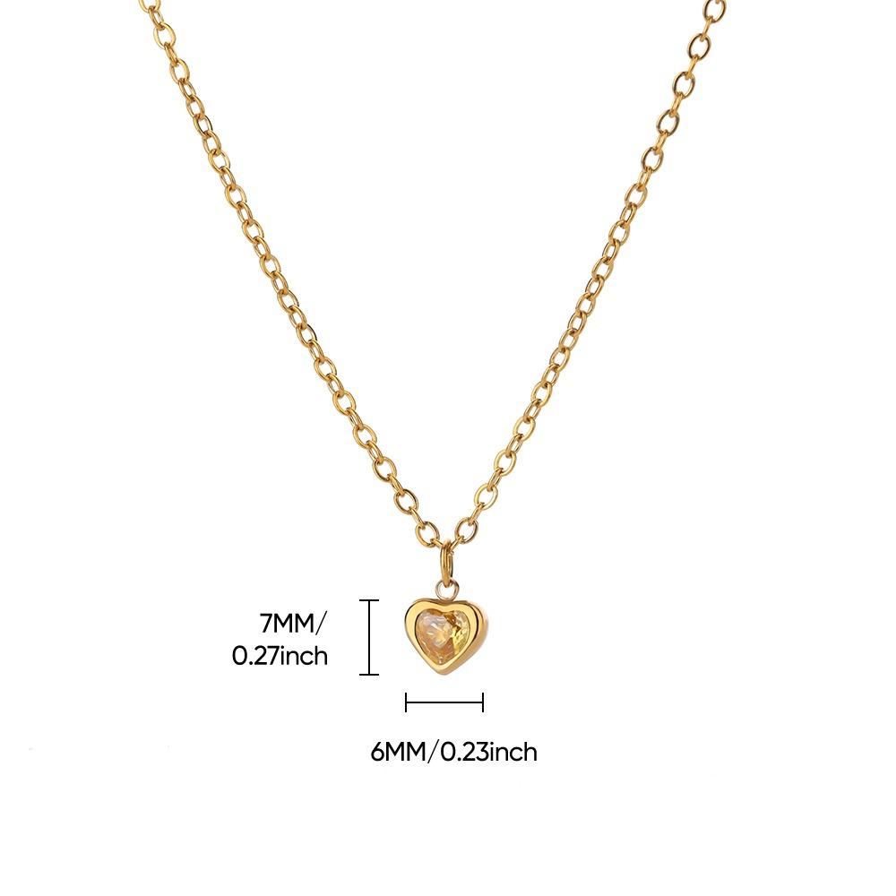 Stainless Steel Birthstone Heart Necklace For Women Gold Color Chain Heart  Necklace Wedding Jewelry Birthday Gift Bijoux Femme