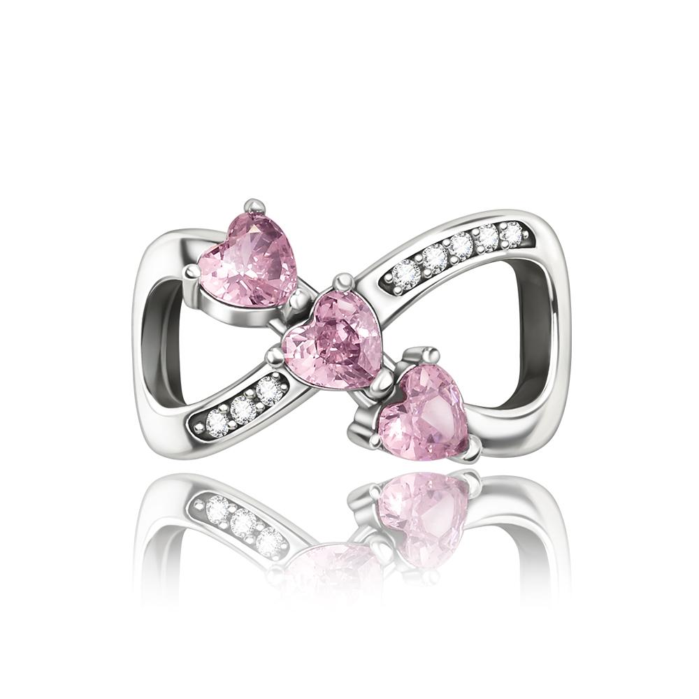 Copper Full Diamond Charms Colorful Heart Blooming Rose Round Beads Pendant Fit Original Bracelets Necklace Jewelry