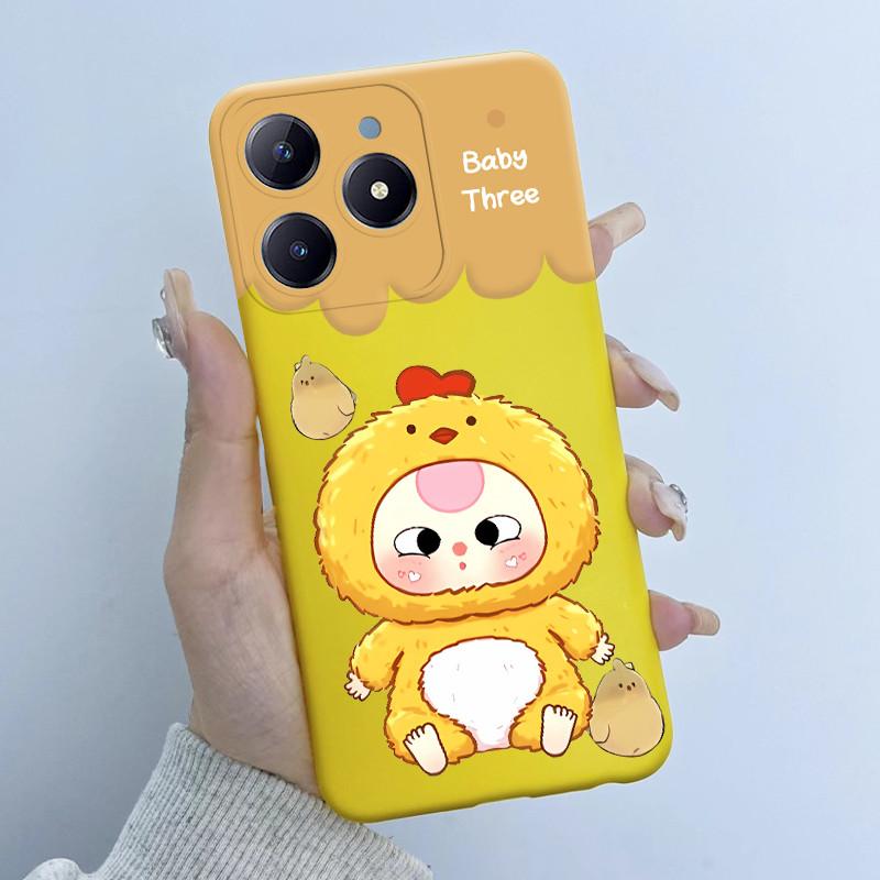 Para Realme C61 C63 Funda de Teléfono Diseño de Niña con Flores Silicona Suave TPU Carcasa Trasera para Realme Narzo N63 C 63 Fundas RealmeC61