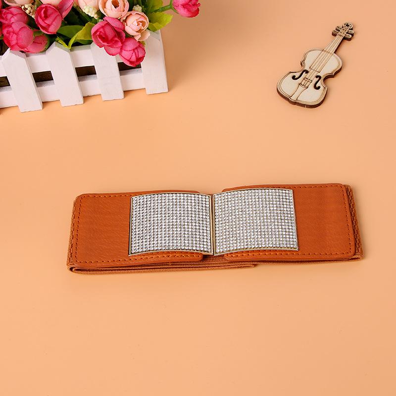 2026 Fashion Rhinestone Buckle Ladies Elastic Wide Waist New Decorative Belts for Women Designer Belt Luxury White Red Black