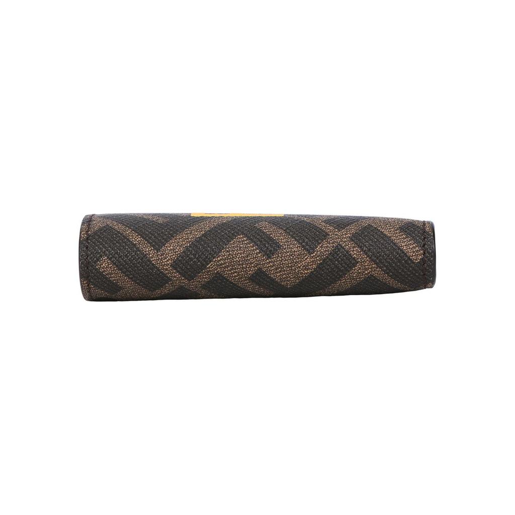 Fendi FF Monogram Logo Pattern Double Fold Textured Fabric Wallet Men Wallet Brown Yellow 7M0338-AJJ8-F1HRH