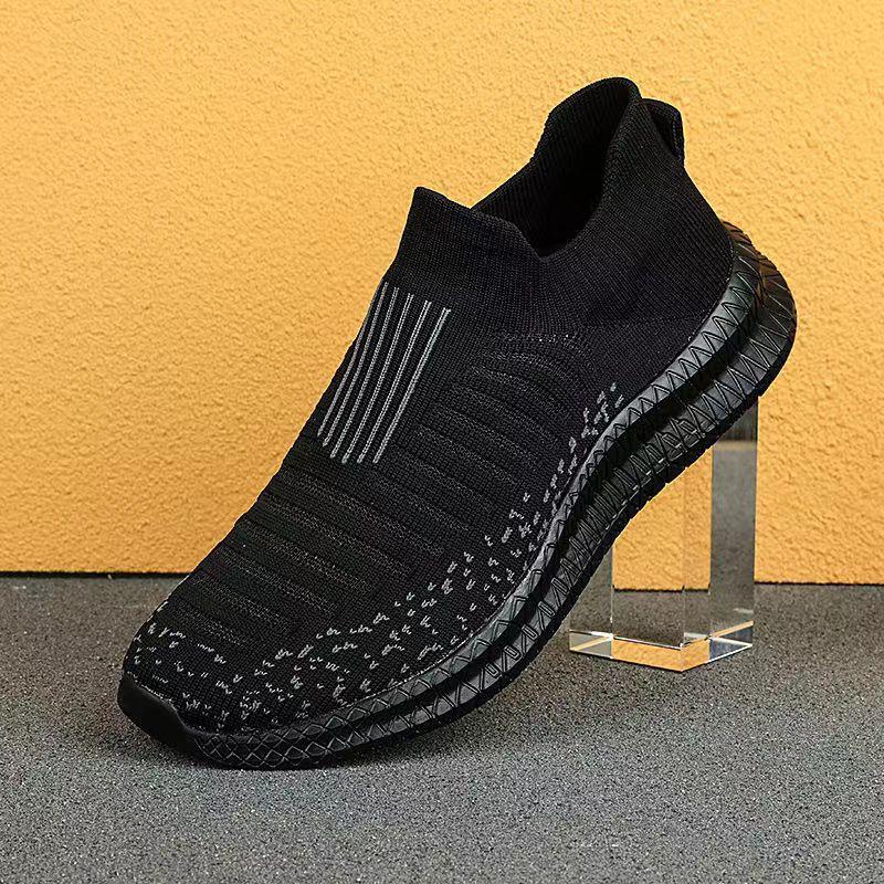 Flying Woven Casual Sports Shoes Men's Soft-soled Soft-faced Breathable Running Shoes One-pedal Coconut Shoes