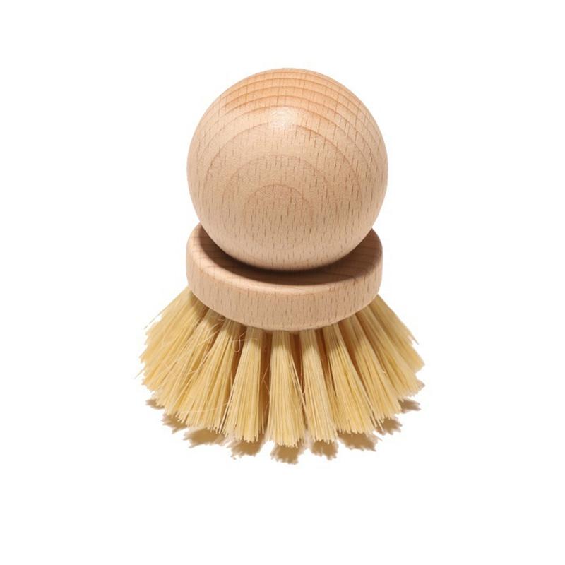 Mini Cleaning Brush with Wood Handle Scrubber Oil Remover Cleaning for Home Kitchen Pot Bowls Dishes Handheld Cleaner