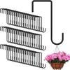 2Pcs Fence Hooks, Patio Brown Powder Coated Steel Fence Hangers for Hanging Plants, Planters, Bird Feeders, Lights