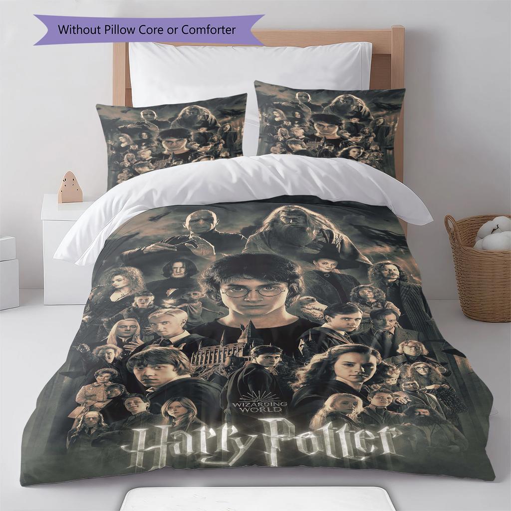 Magic School Story Pattern Bedding Quilt Set Quilt Cover Pillowcase Home Decoration Gift (1 * duvet cover + 2 * pillowcase, without core)