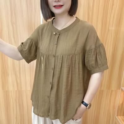 Fashion Shirt Women's Summer Casual All-match Mother's Wear Loose and Thin Belly-covering Blouse Women