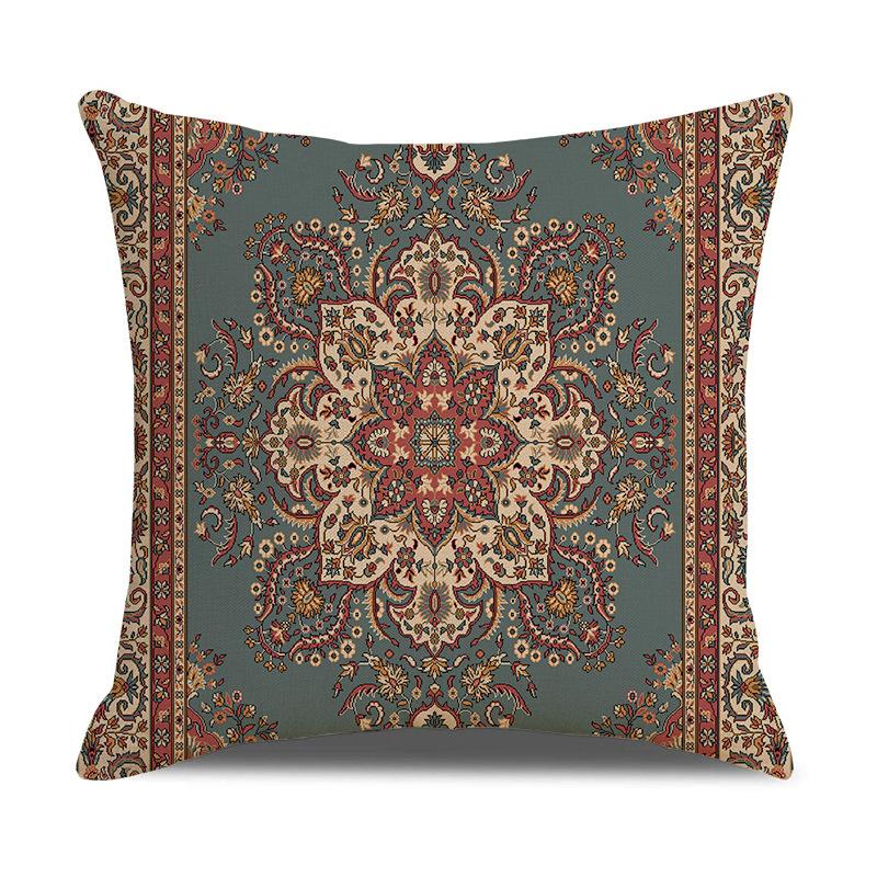New Persian Carpet Pillowcase Holiday Decorative Pillow Short Plush Cartoon Print Sofa Pillow