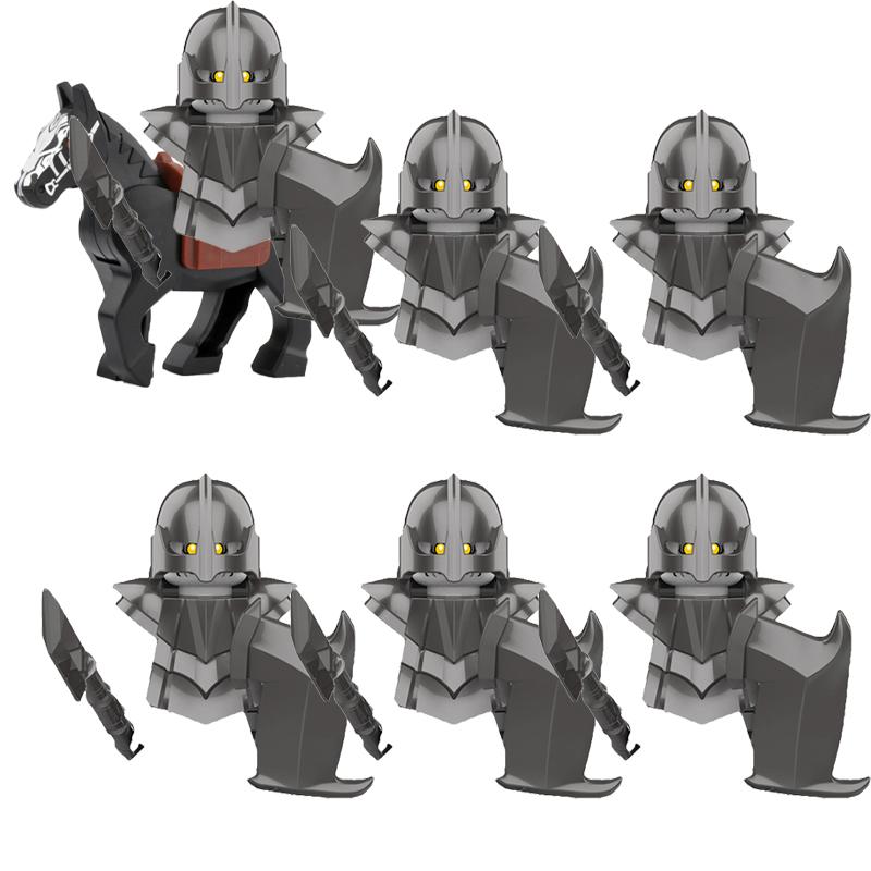MOC Středověké Vojenské Stavební Kostky Elfský Bojovník Ork Rohan Gondor Rytíř Sada Postav Zvířecí Armáda Zbraň Luk Kuše Hračka