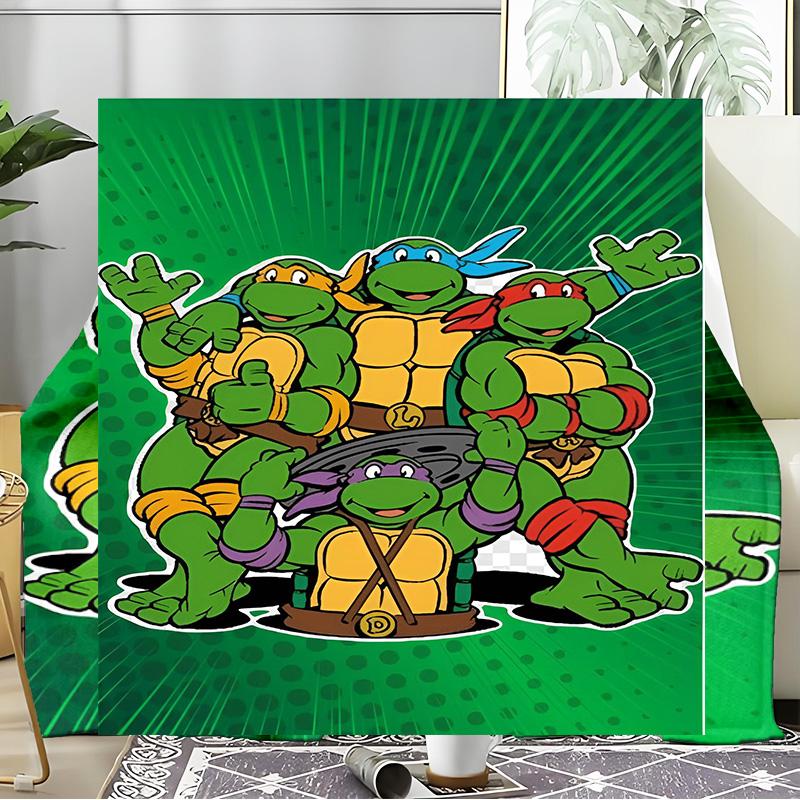 Turtles Team Adventure Blanket Flannel Throw for Sofa, Indoor, Camping, Living Room, Office, Chair, And Bed Soft Birthday Gift
