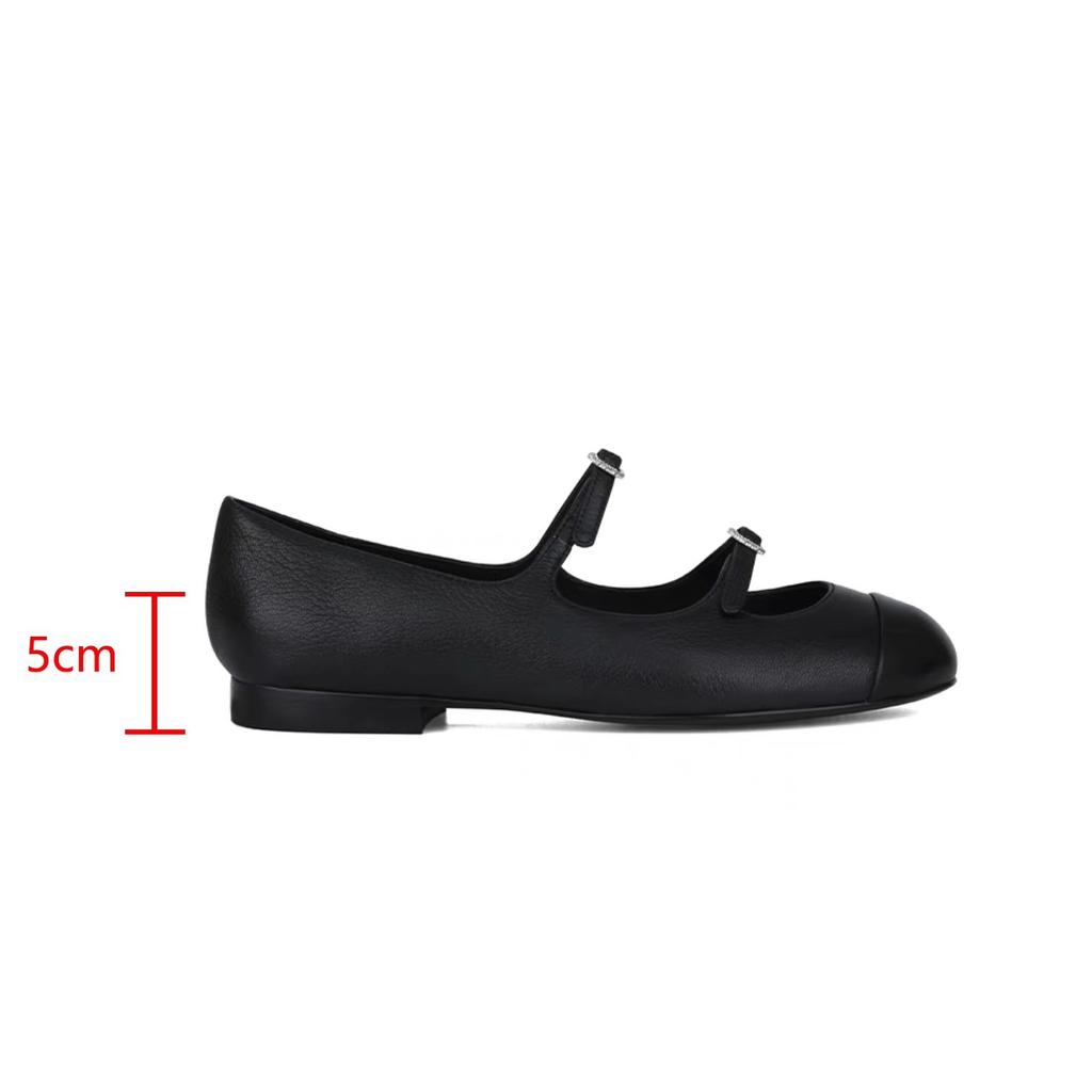 Sheepskin version~ leather inner height increase 5cm small French shallow mouth ballet single shoes women's retro Mary Jane shoes ladyshoes