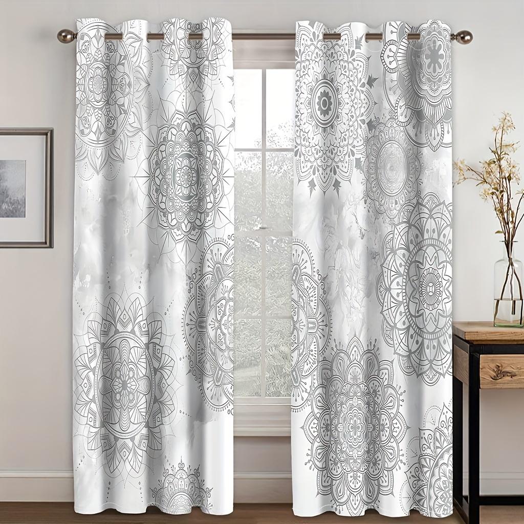 2pc Colorful Bohemian Curtain Rod Pocket Hook Mount Digital Printed Curtain Polyester Material For Living Room Kitchen Bedroom