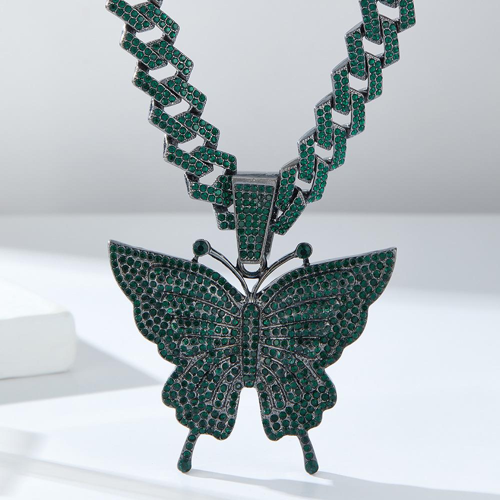 Trendy Zircon Butterfly Hip Hop Pendant Necklace for Couples