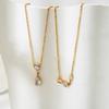 European and American Light Luxury Peach Heart Water Drop Zircon Splicing Pendant Necklace Plated with 18K Gold Stainless Steel Waterproof Jewelry