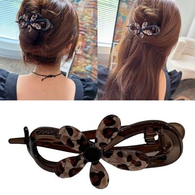 Modische Acryl-Haarspange mit Leopardenmuster, starker Halt, Twist-Design, Haarspange für dünnes feines Haar, Styling-Dekoration