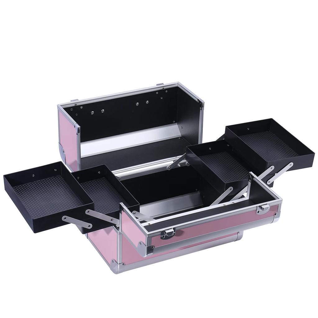 Makeup Box Cosmetic Organizer Oversized with Nail Tray Portable Makeup Organizer Makeup Carrying Case