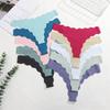 4 Stück Nahtlose Damen-Tangas Sexy Eisseide Wellengürtel Höschen Niedrige Taille Unsichtbarer G-String Dehnbarer T-Rücken Atmungsaktive Lingerie