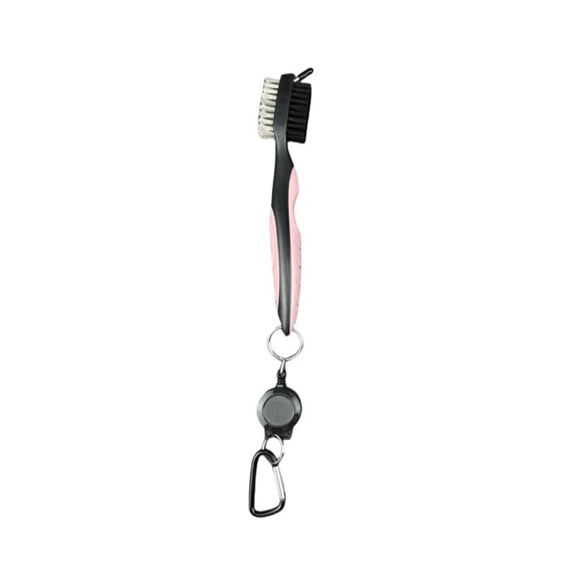 1Pc Golf Club Brush Groove Cleaner Retractable Dual Sided Nylon Bristles Aluminum Carabiner Groove Cleaner Groove Cleaning
